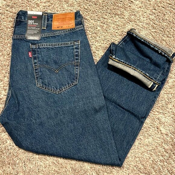 Levi's Premium 501 Slim Taper Jeans Selvedge 100% Cotton - Picture 5 of 7